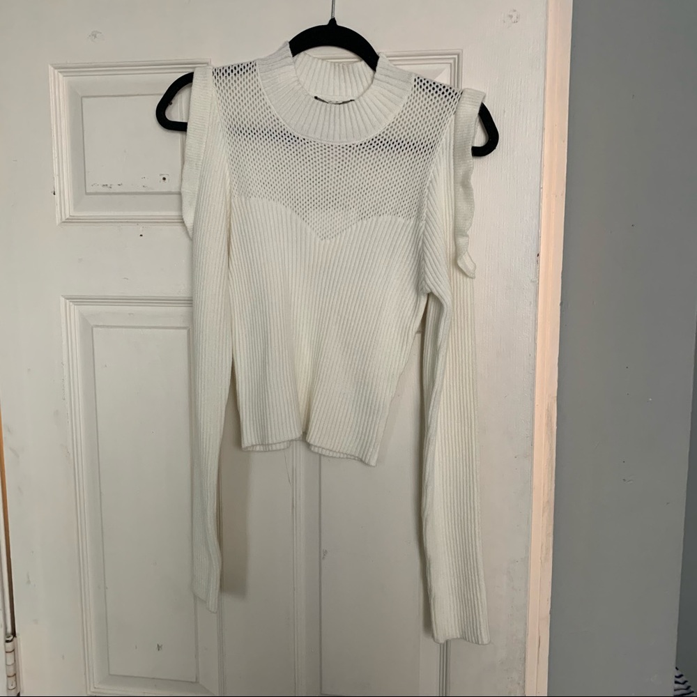 Open Shoulder Crop Sweater